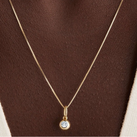 Mejuri 14k Yellow Gold/Aquamarine March Birthstone Sphere Charm - Picture 10 of 11